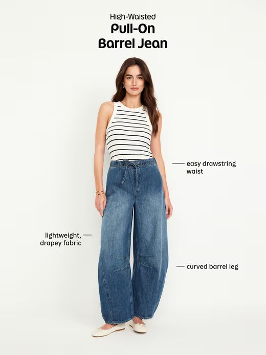 High Waist Barrel Jeans