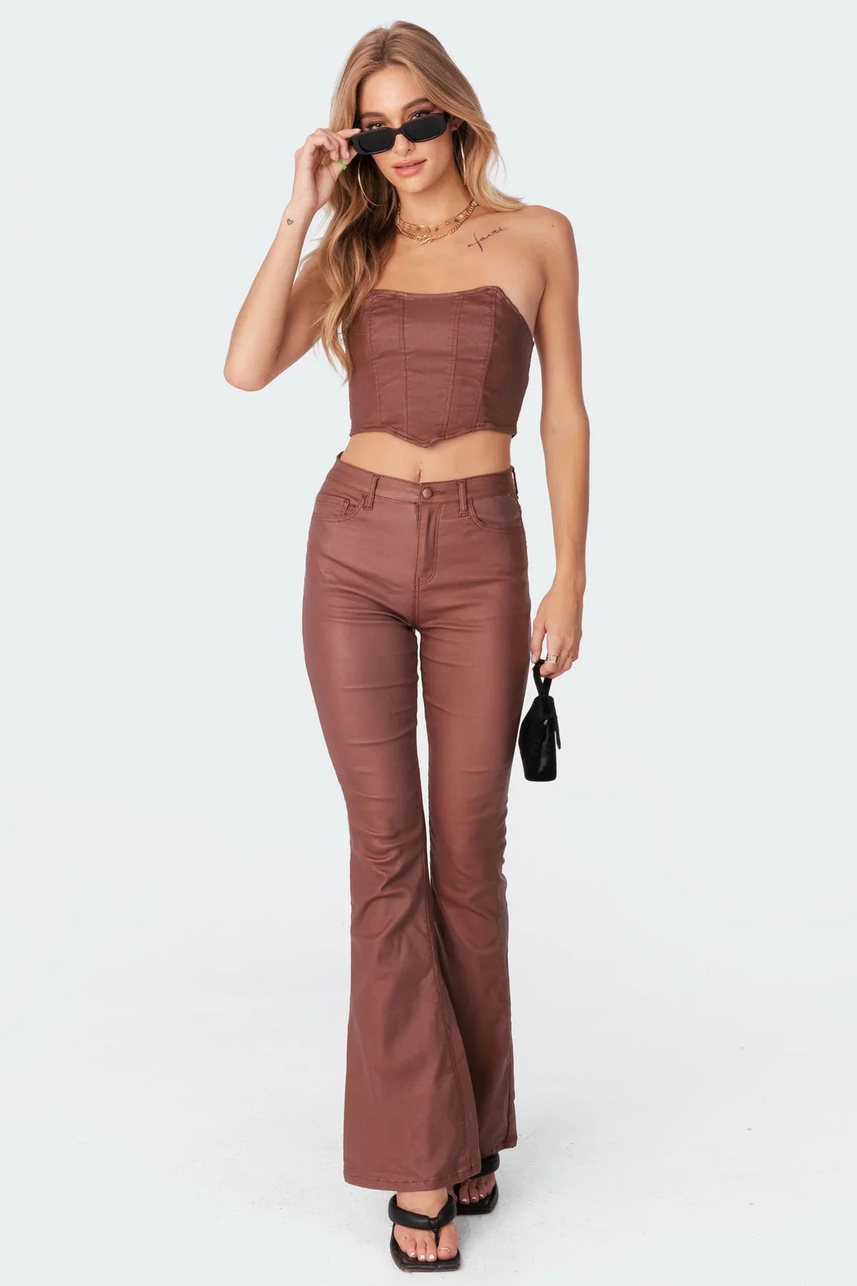 Mila Leather Flare Jeans