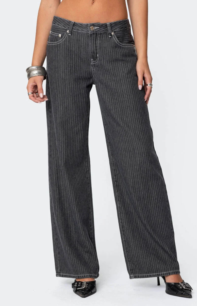 Striped Low Rise Jeans