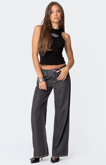 Striped Low Rise Jeans