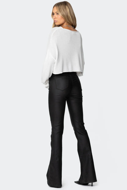 Mila Leather Flare Jeans