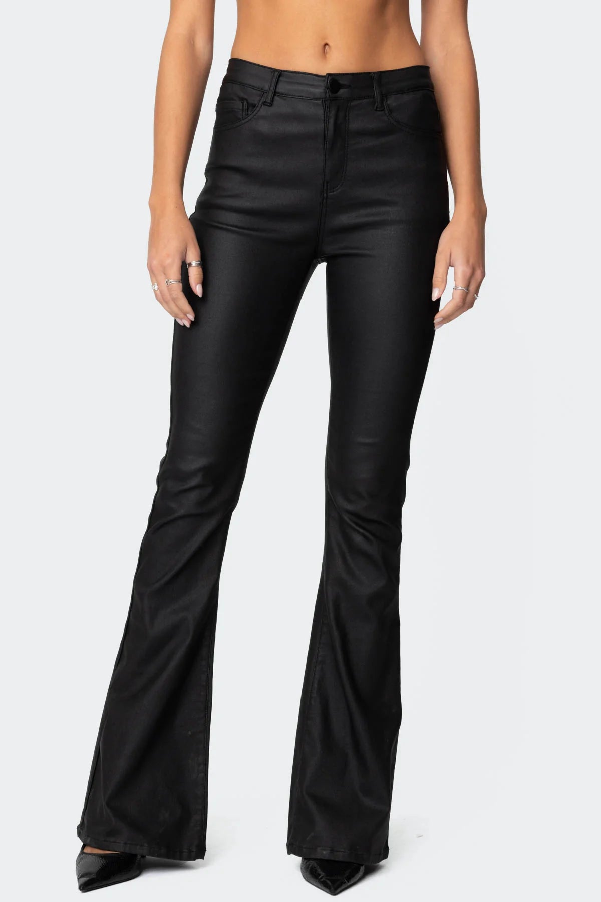 Mila Leather Flare Jeans