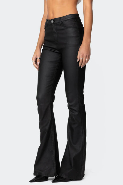 Mila Leather Flare Jeans
