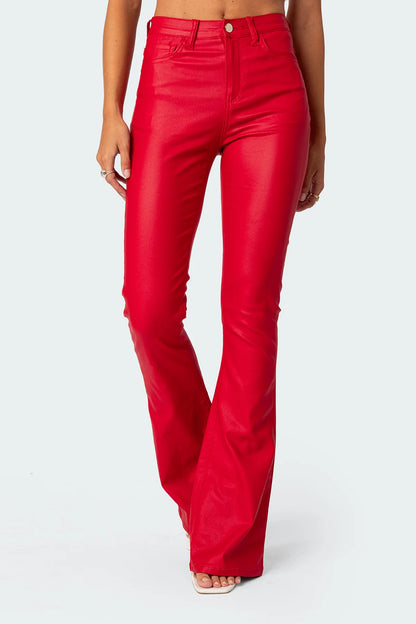 Mila Leather Flare Jeans