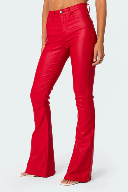 Mila Leather Flare Jeans