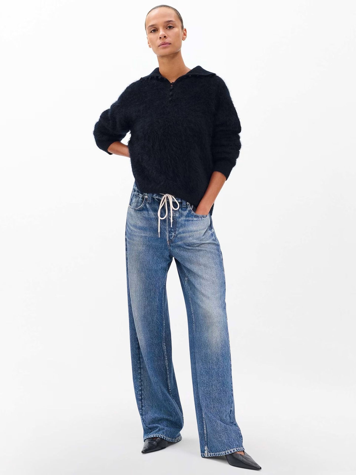 Drawstring Wide-Leg Pants