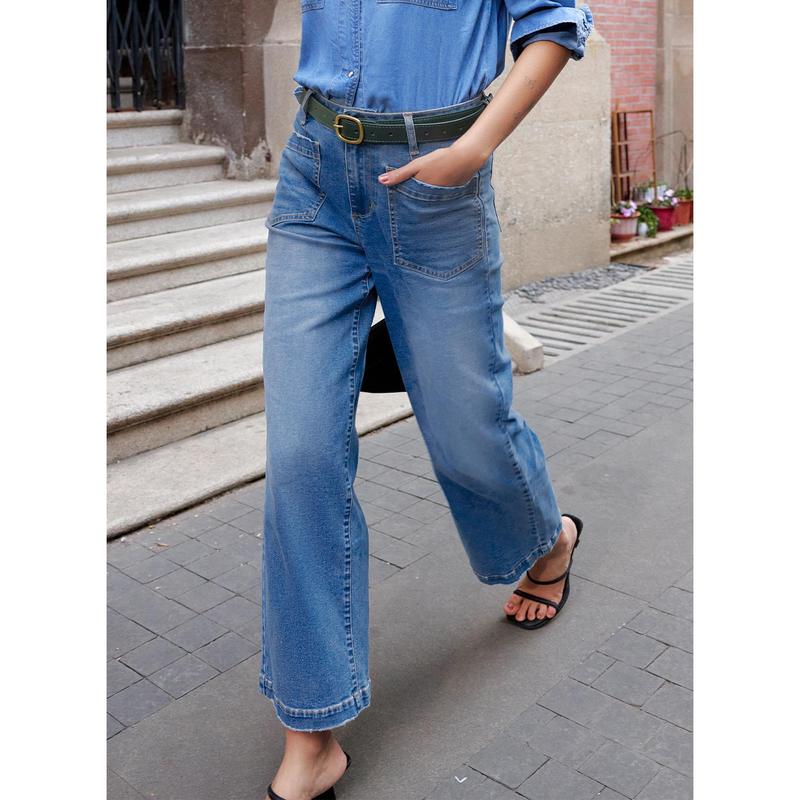 Cropped Wide Leg Jeans