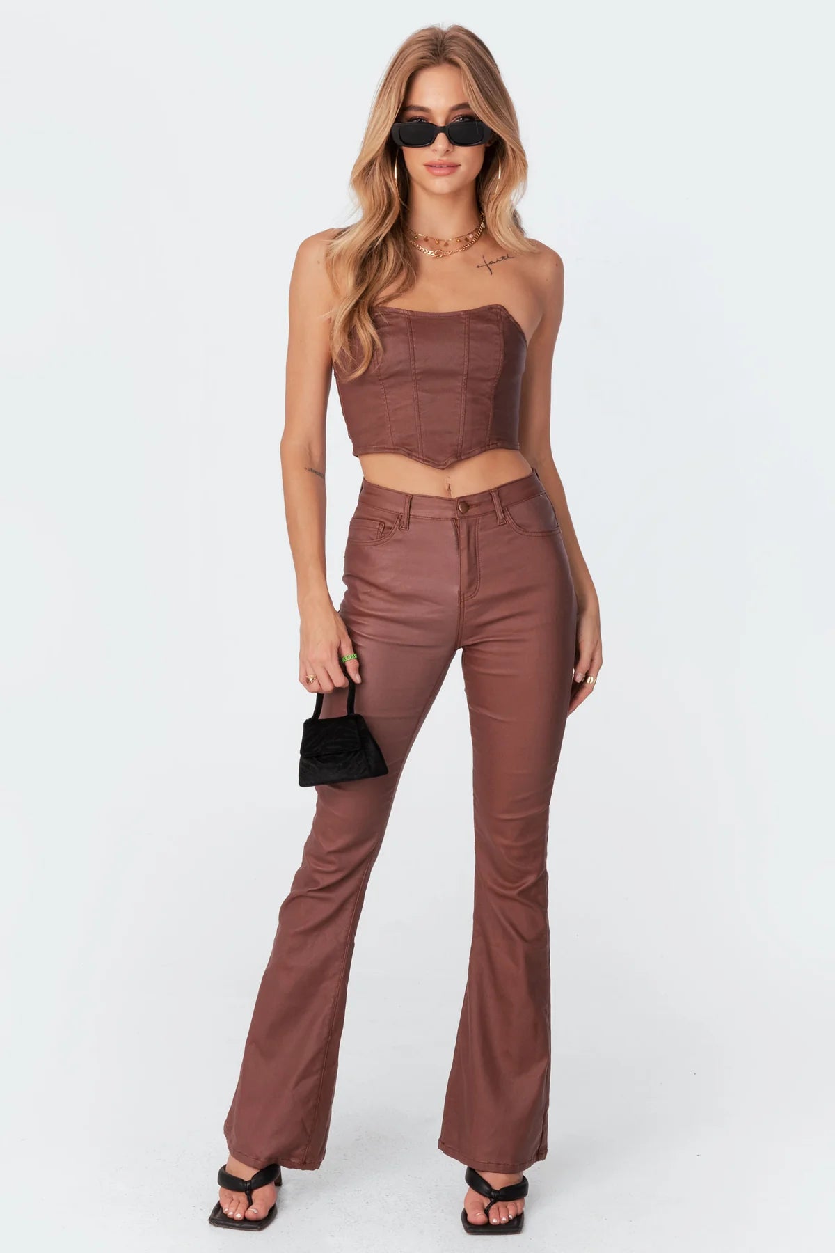 Mila Leather Flare Jeans