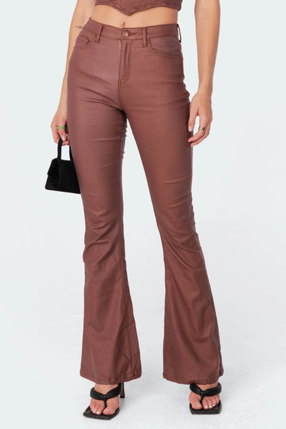 Mila Leather Flare Jeans