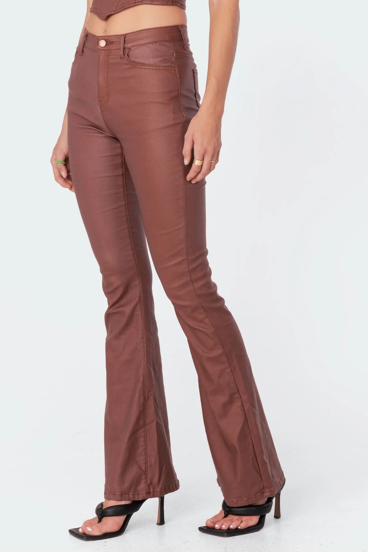 Mila Leather Flare Jeans
